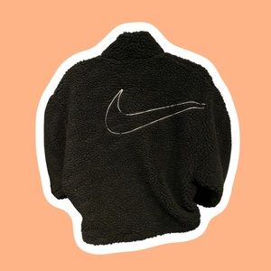Black women nike crop fuzzy jacket size xsmall